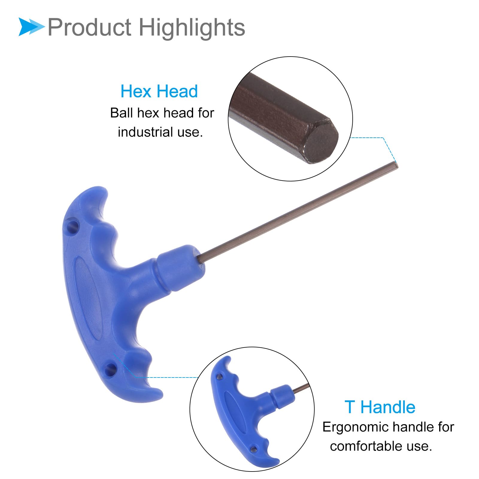 CoCud T-Handle Hex Key, H2.5 2.5mm Hex, S2 Steel Metric T-Key Wrench - Image 4