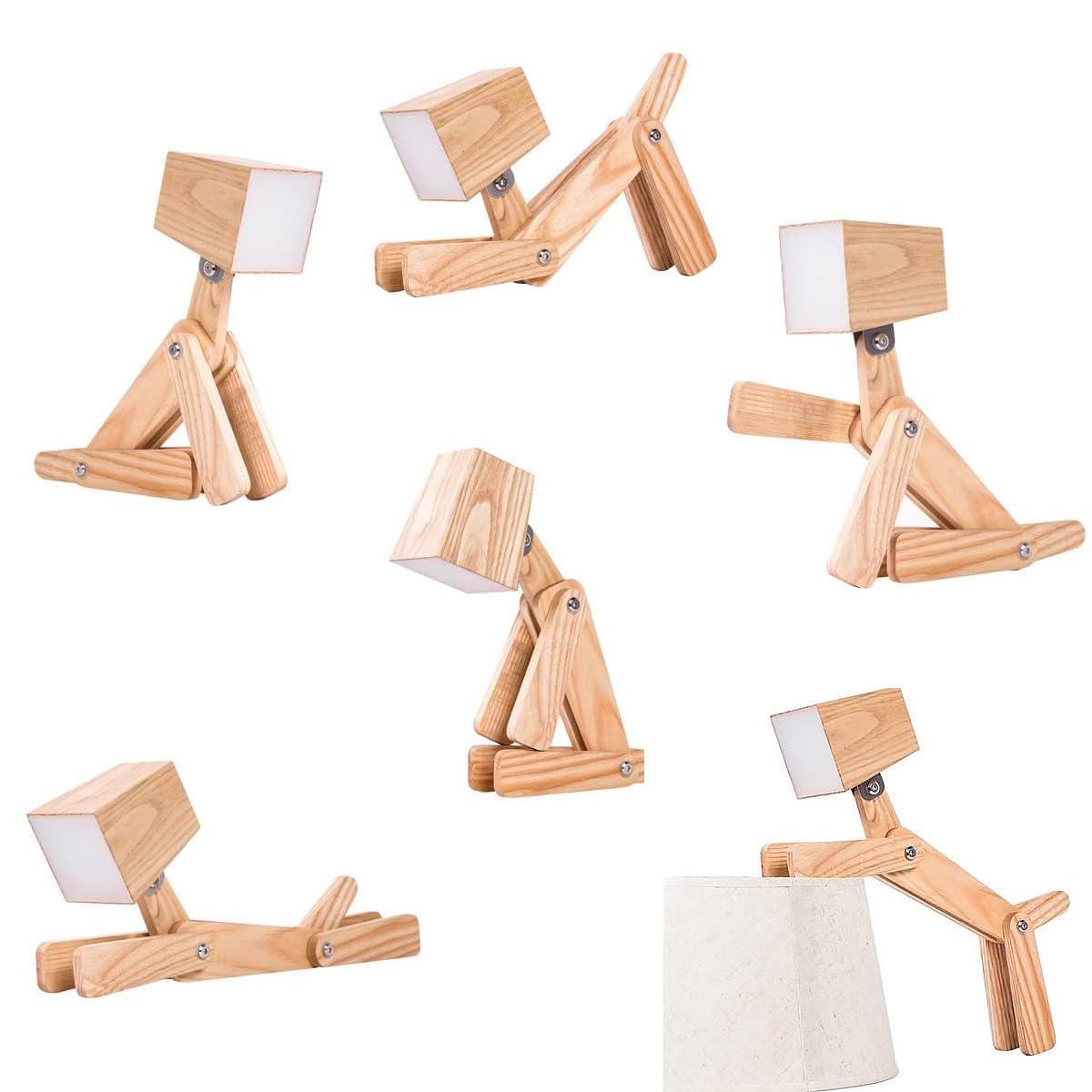 Winkee - Lámpara de Mesa Charlie - La Leal lámpara de Noche con función de Carga en diseño de Perros | Lámpara de Mesa LED de Madera Regulable con batería inalámbrica táctil