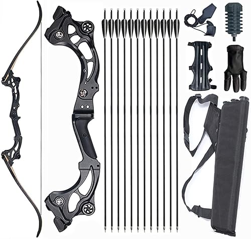 Monleap 64 Recurve Bow and Arrows Set for Adults Archery Takedown Bow Survival Bow Hunting Longbow Metal Riser Right Hand for Target Shooting