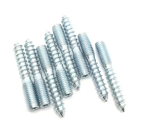 Perno de suspensión M8 x 50, tornillo autorroscante plateado de doble cabeza para muebles, 8 unidades