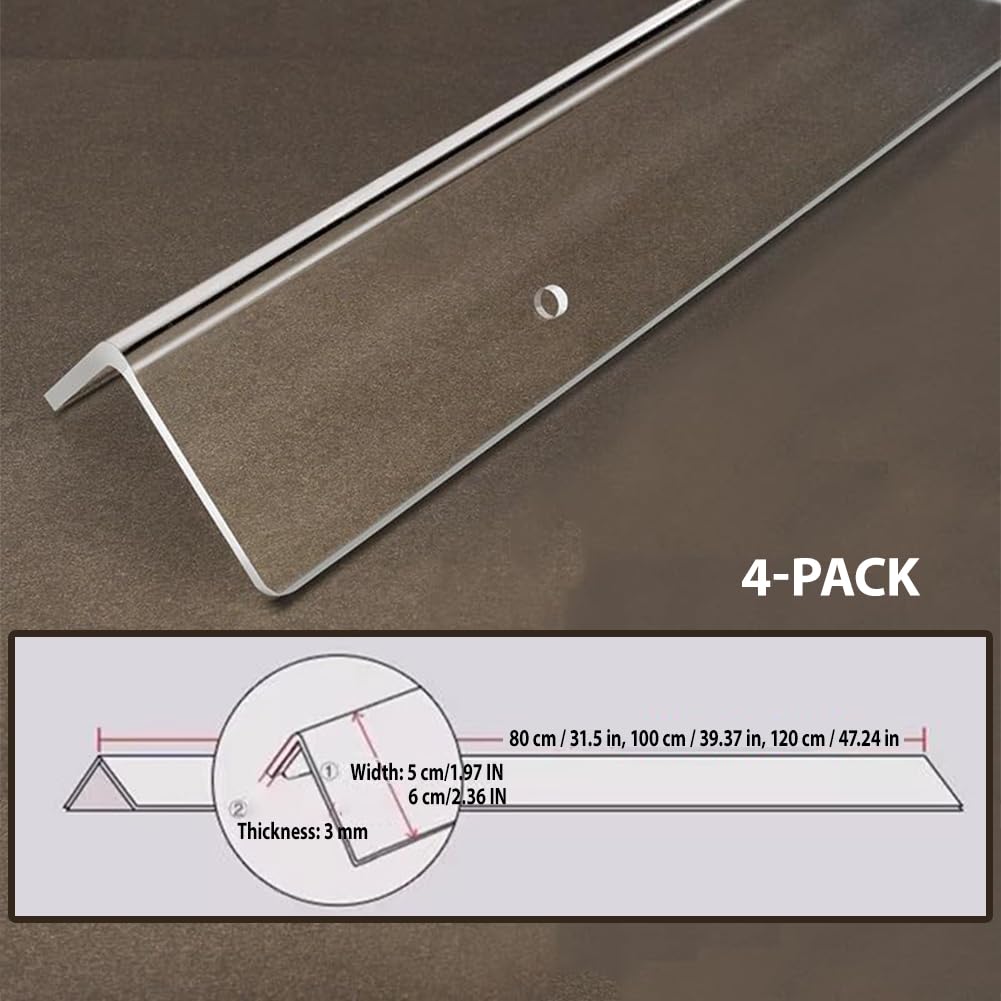 4-Teilige Transparente Eckenschutzstreifen, Wanddekorstreifen Mit Befestigungsschrauben, Robuste Acryl-Eckenschutzstreifen, Geeignet Für Möbel/Türrahmen