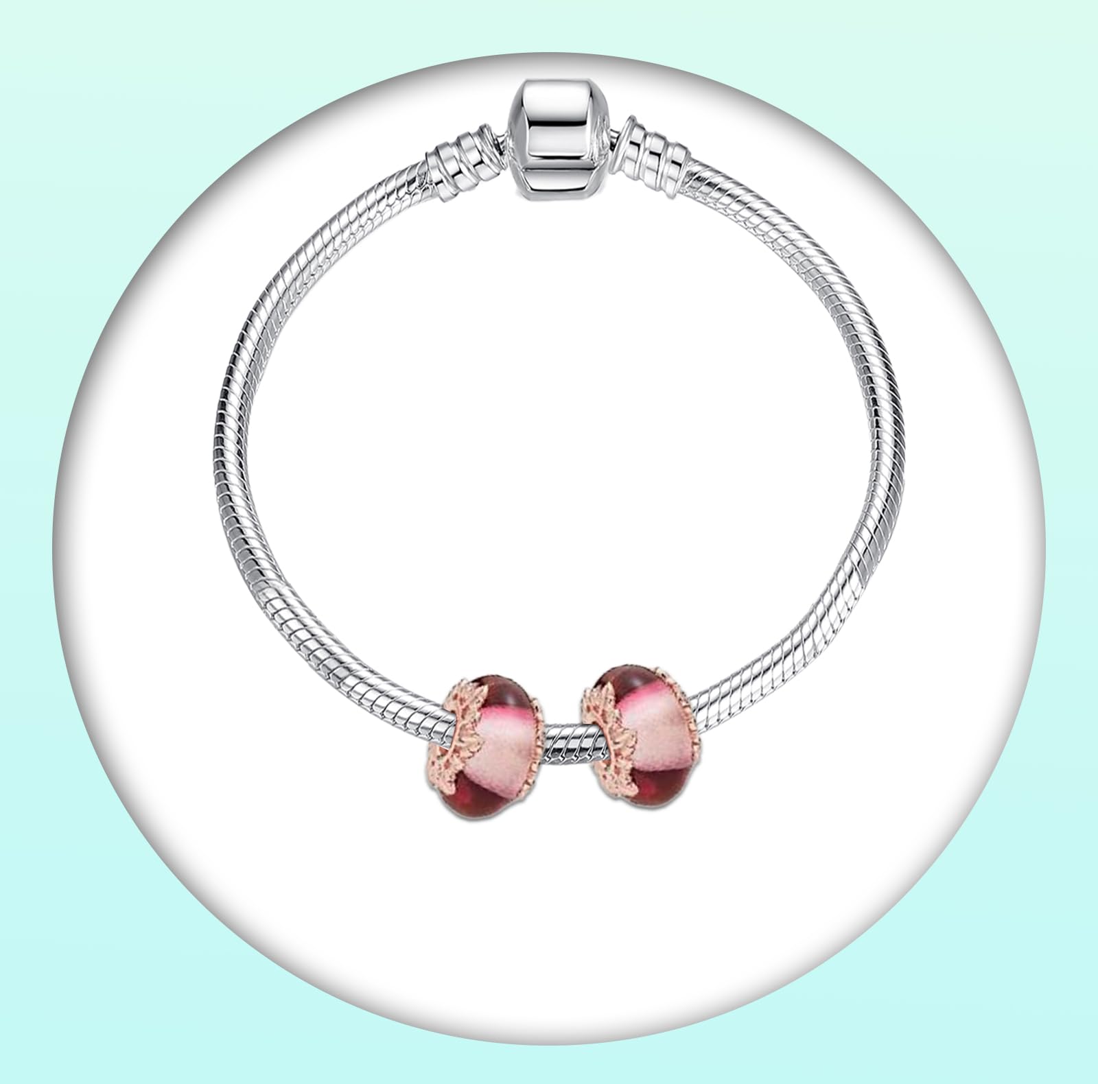 Annmors 925 Sterling Silver Clips Distanziatore Catena di Sicurezza Ferma Ciondoli Ciondolo in Vetro di Murano per Donna Bracciale Collana Gioielli Regalo