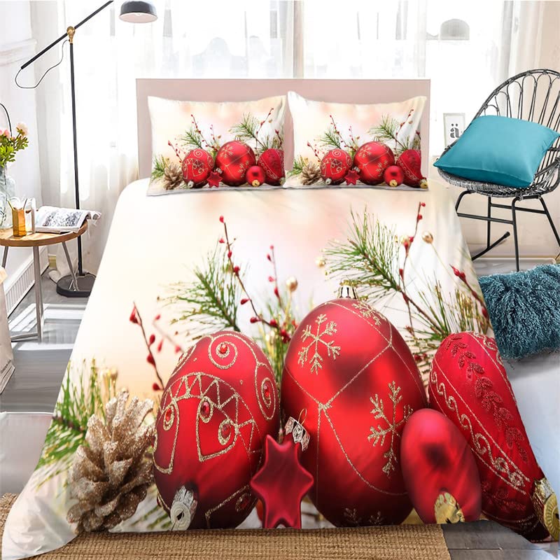 HRBK Weihnachten Bettwäsche 200x220 Beige BläTter 3teilig Bettwäsche Set, Mikrofaser mit Reisverschluss Gemütlich Bettbezüge und 2 Kissenbezug 80x80cm Geeignet füR Erwachsene Und Kinder Kosmetik