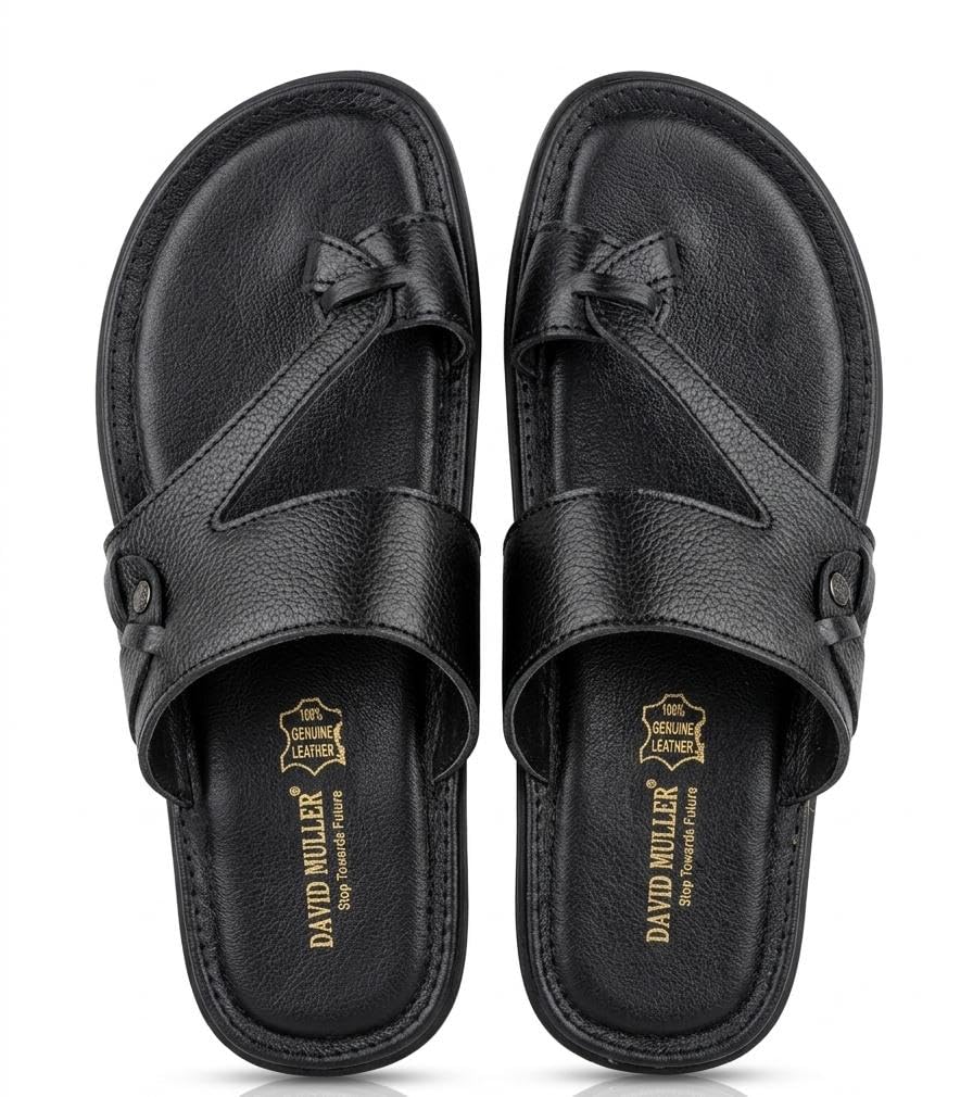 DAVID MULLER Men’s Premium Leather Comfort Chappal | Stylish Daily Wear Slip-On Slippers for Office, Casual & Outdoor Use | Soft Cushioned Footbed, Lightweight & Durable Sole | Trendy Modern Design | 11714-image-9