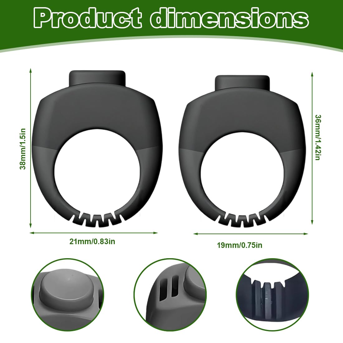 2 Clickers pour Chien avec Anneau de Doigt - Accessoire Pratique pour l'Éducation des Chiens, Chats et Chevaux (19mm/21mm) (Gris)
