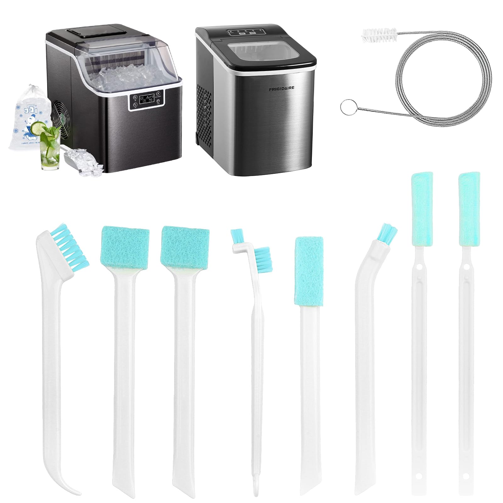 8PCS Ice Maker Cleaner Brush Set & Ice Machine Cleaner Tools, Ice-Machine Cleaner Small Cleaning Brush Countertop Ice-Maker Cleaner Brush Kits with Crevice Brush, Essential Kit for Maintenance