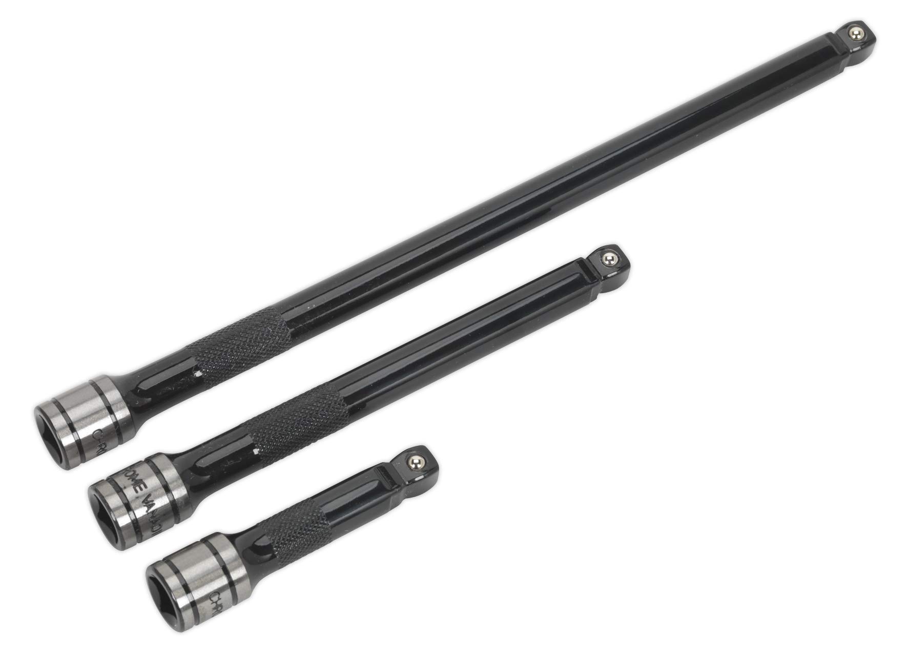 Sealey AK7691 Wobble/Rigid Extension Bar Set 3pc 3/8"Sq Drive Blac...