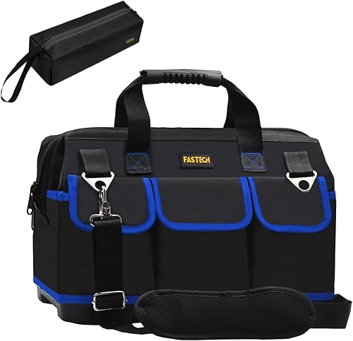Miniatura 1 de Bolsa de herramientas de 22 pulgadas, kit de herramientas de boca ancha impermeable, organizador de bolsa de herramientas resistente con correas