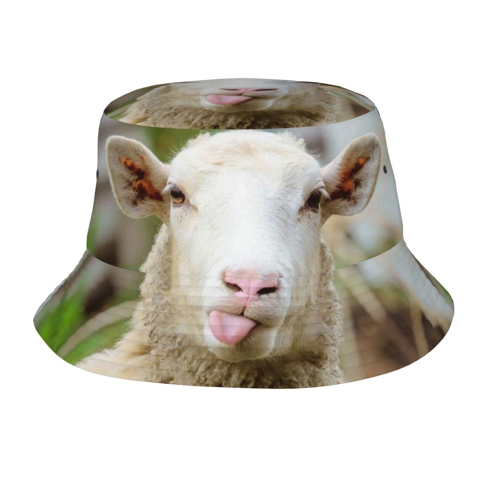 Funny Naughty Sheep Tongue Cute Animal Adult Sunshade Bucket Hat is Suitable for Beach, Camping, Fishing, Outdoor Leisure, Etc, Funny Naughty Sheep Tongue Cute Animal, One Size, Funny Naughty Sheep