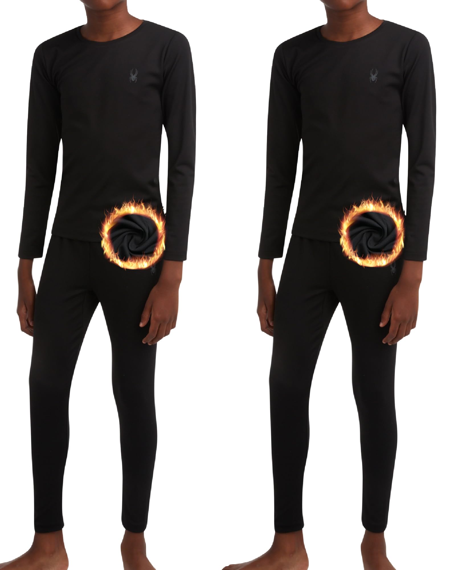 Spyder Conjunto de ropa interior térmica para niños, 4 piezas, capa base aislante que absorbe la humedad, pantalones largos transpirables para niños y niñas