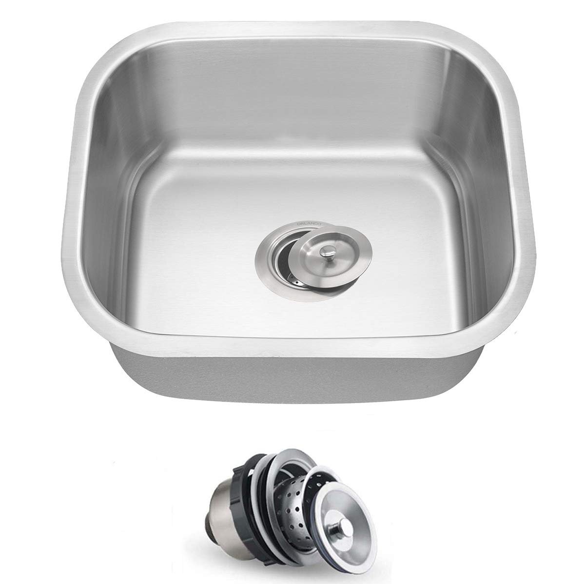 16 x 16 inch Undermount Single Bowl Stainless Steel 18 Gauge Kitchen Sink ，Bar Prep Sink
