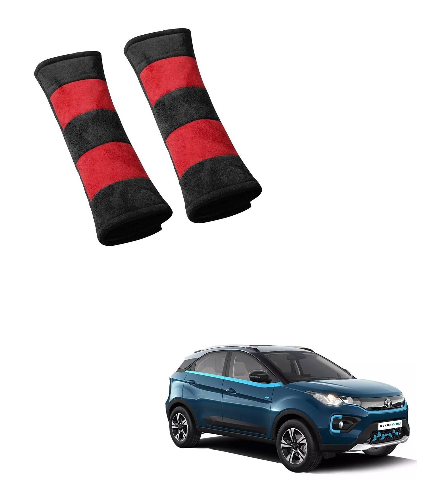 Auto Addict Car Seat Belt Cushion Red Black(Pack of 2) for Tata Nexon Ev
