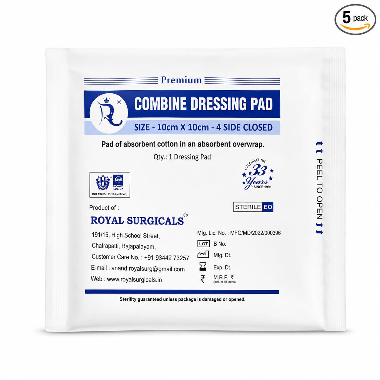 Dressing pad 10cm x 10cm (4 side closing) (25) — Amazon image 2