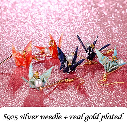 3 Pairs Origami Earrings Good Luck Paper Crane Dangle Origami Tassel Cute Bird Handmade Drop Earrings for Women Wedding Party Accessories3