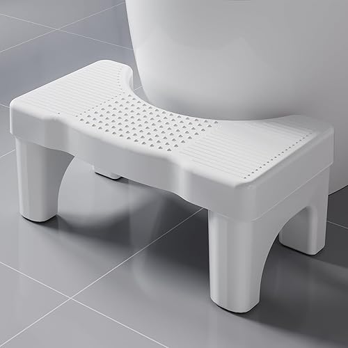 Kzeirm Toilet Stool, Poop Step Stool for Bathroom, Toilet Foot Pooping Stool for Adults, Portable Travel Squat Bench for Feet, Banco para Baño Toilet Leg Raiser - 6.7inch (1 Pack) - White