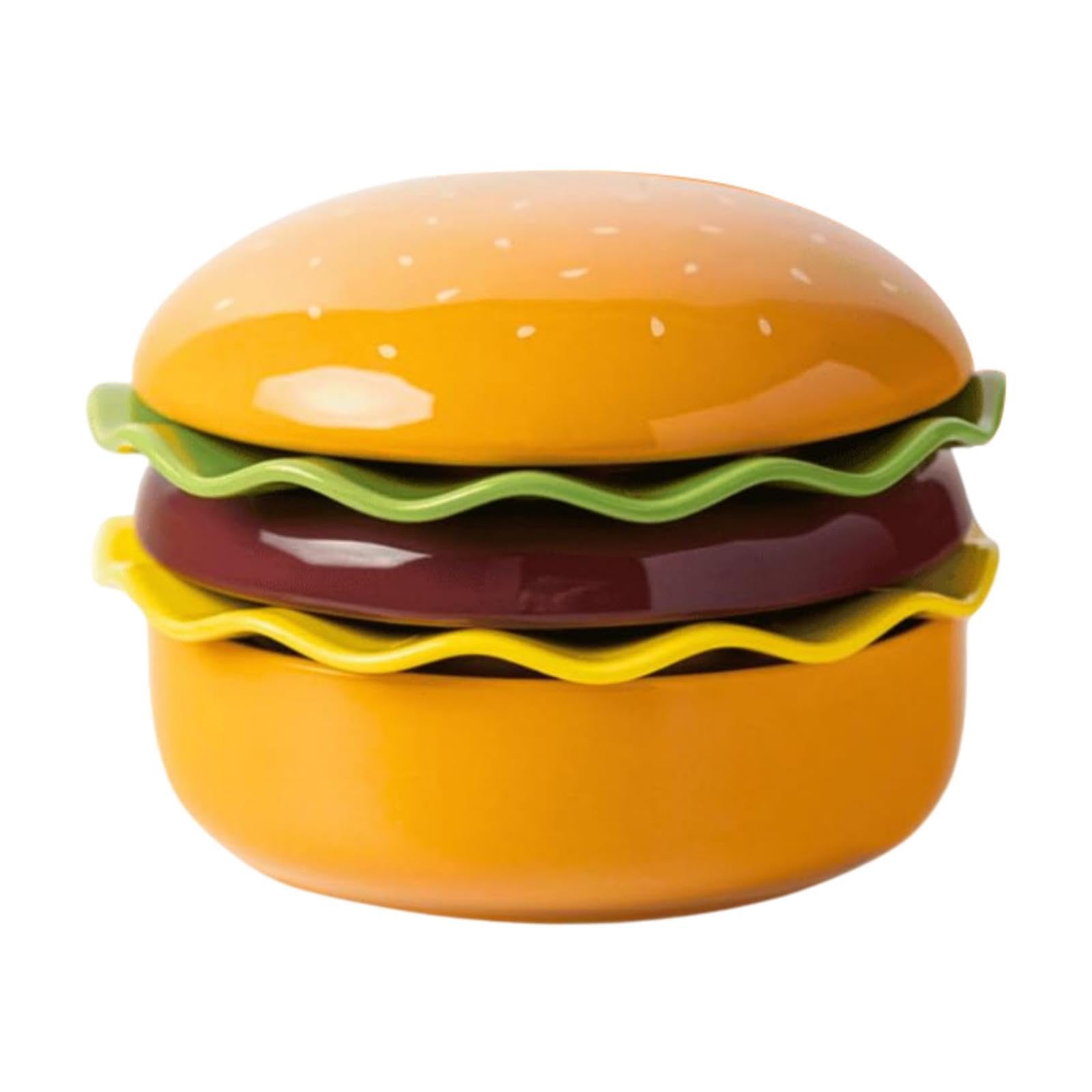 Juego de Tazón para Hamburguesa, Vajilla de Cerámica, Tazón para Sopa, Regalo, Plato para Postre, Platos con Tapa para Inauguración de Casa O