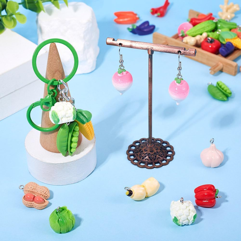 FASHEWELRY 36 Pcs Resin Artificial Vegetable Pendants with Loops Assorted Cute 3D Imitation Food Dangle Charms Hanging Ornament for DIY Craft Earring Bracelet Necklace KeyChains Jewelry Making - Image 2