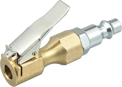 X AUTOHAUX Cerradura de portabrocas de neumáticos de flujo abierto para automóvil en portabrocas para compresor de aire de medidor de inflador de