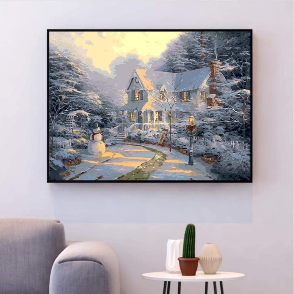 Peinture par numéros hiver kit de loisir créatif pour peindre la neige au salon à la main