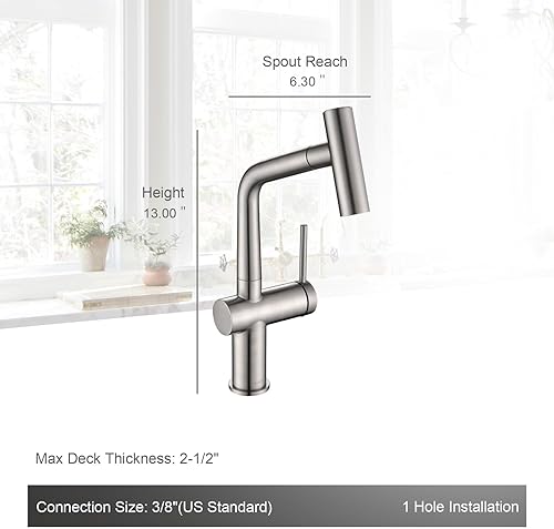 Vista 15 de AguaStella AS59W Grifo de barra blanca brillante o grifo de fregadero de preparación con rociador extraíble de una sola manija Shiny White