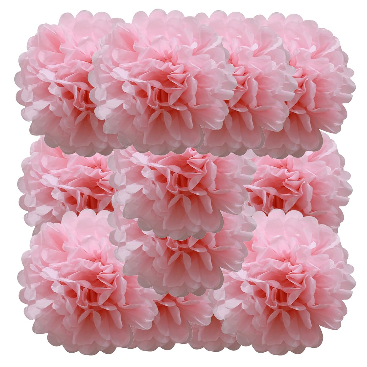 Paper Lanterns 26colors 12pcs Each 10inch Paper Pompom for Wedding Birthday Summer Halloween, , Party Decoration(Pink)
