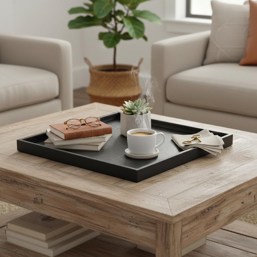 Amazon.com: QAVOL 25x25 Inch Square Ottoman Tray - Faux Leather