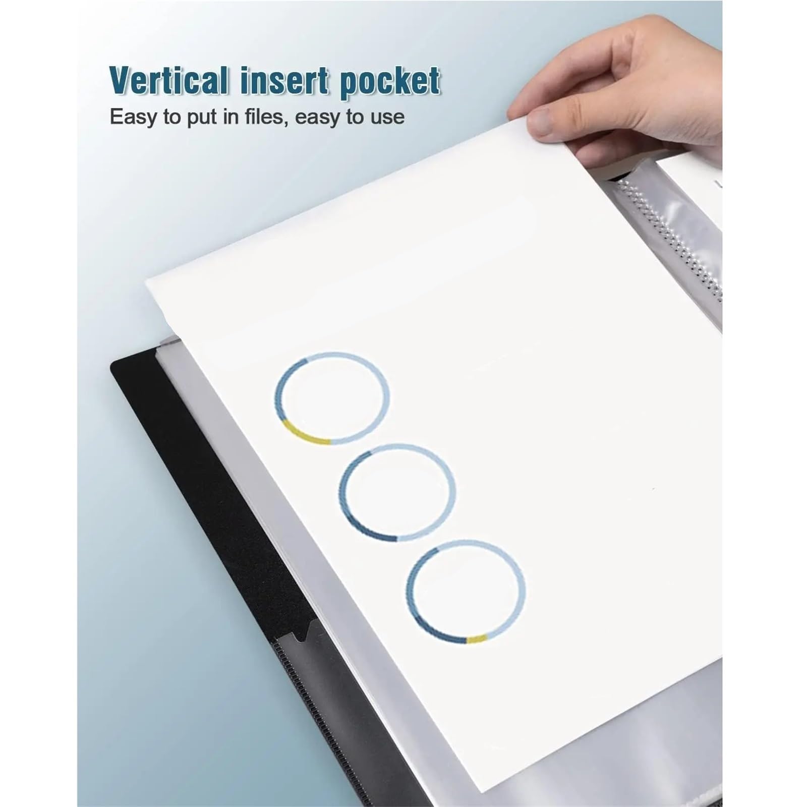Cartelle portfolio nere da 4 pezzi con buste in plastica, 9x12 pollici, 30 tasche for la visualizzazione delle opere d'arte per Casa, Ufficio