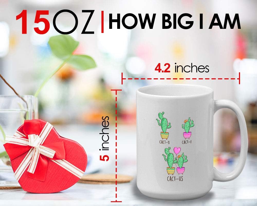 Bubble Hugs Valentine's Coffee Mug - Cact-U, Cact-I, Cact-Us - Engagement Anniversary Couple Wedding Partner for Fiance Boyfriend Girlfriend 15oz Black