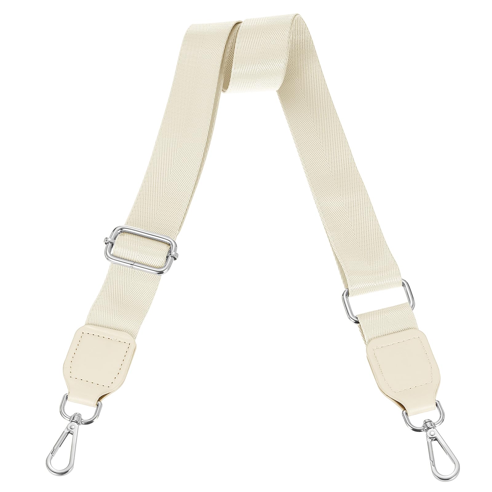 uxcell Wide Shoulder Strap, 3.8cm Adjustable Purse Strap Replacement Crossbody Strap for Shoulder Bag Handbag, Beige, Silver Square Mouth Buckle