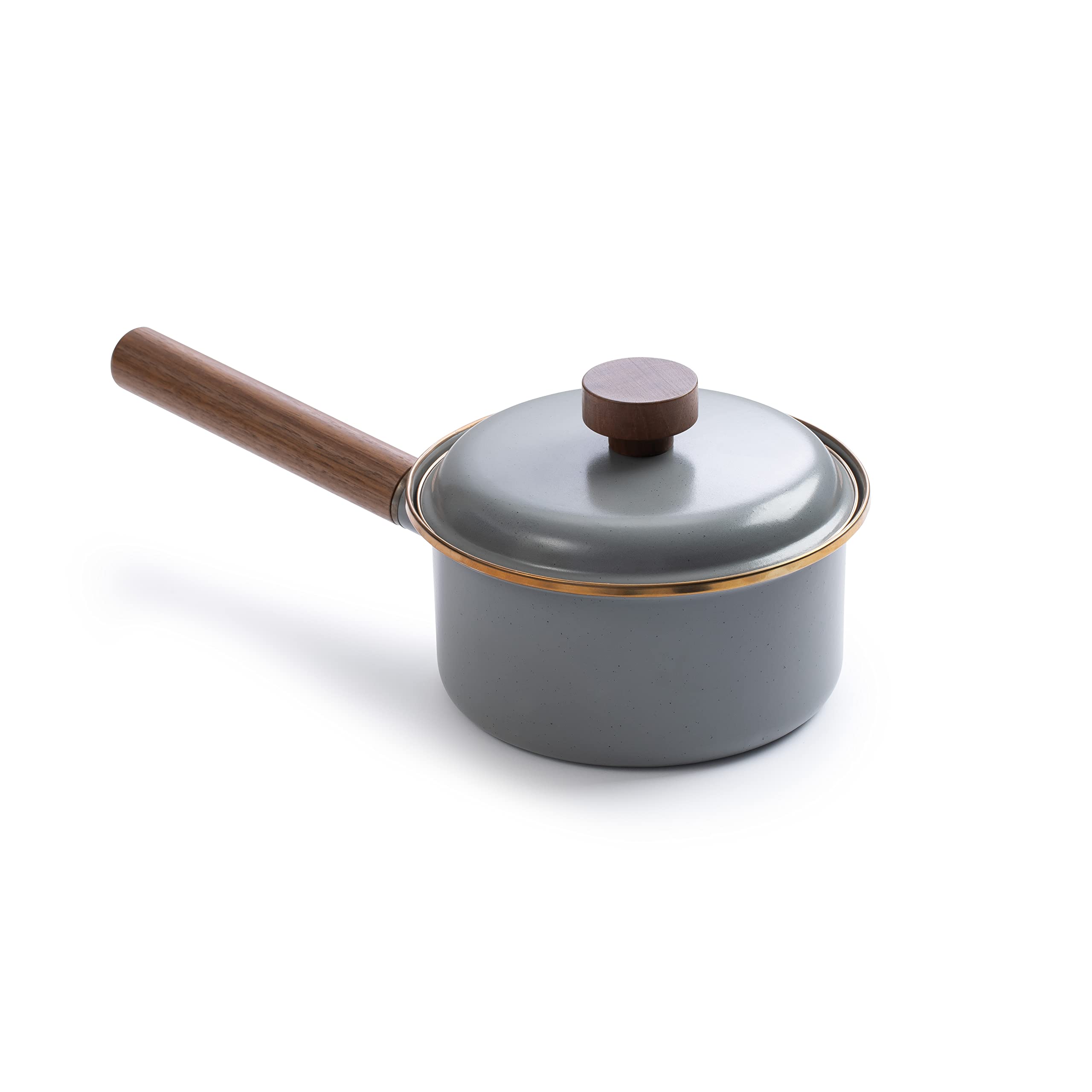 Barebones Enamel Saucepan - Steel Cooking Pot For The Kitchen And Camping, Durable Sauce Pan With Lid (Slate Gray)