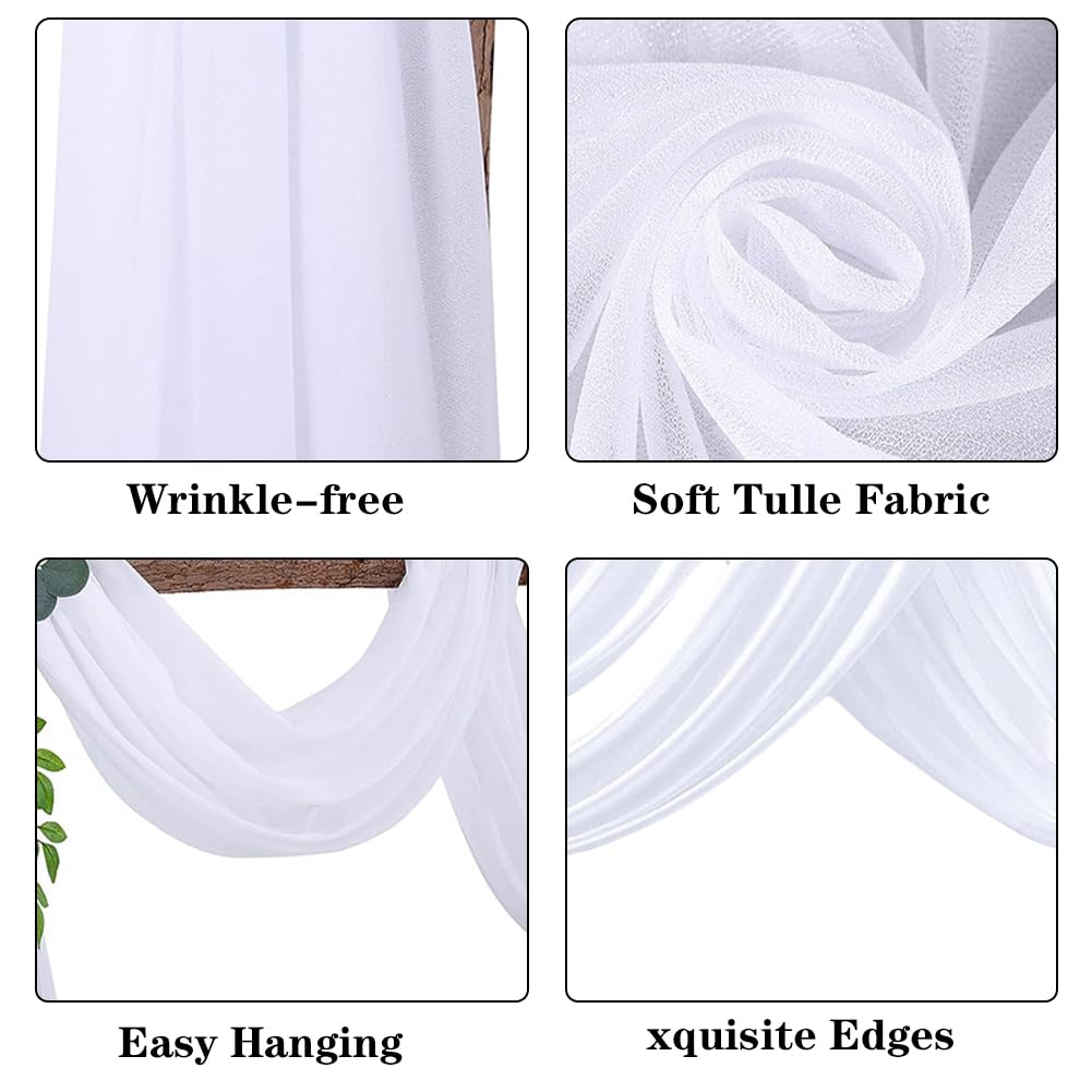Gohytal Tenture Mariage Tulle Blanc 70x550cm - Décoration Noces, Arche, Photo, Anniversaire, Baptême