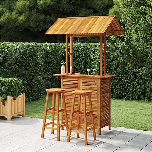vidaXL Gartenbar Set 3-TLG. Theke Bar Tresen Gartentheke Bartisch Stehtisch Barhocker Barstuhl Gartenmöbel Gartenset Sitzgruppe Massivholz Akazie