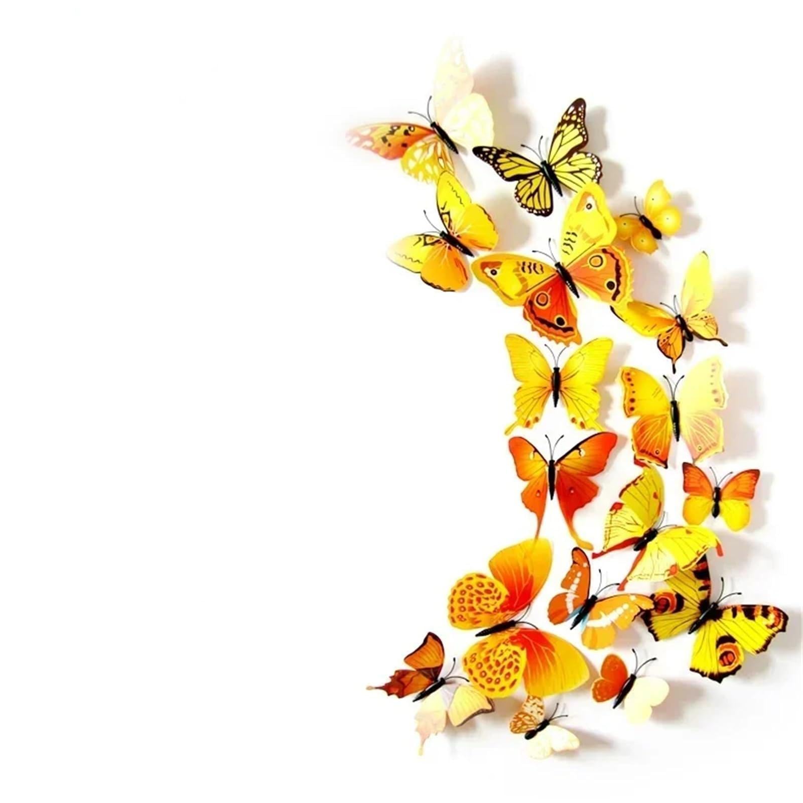 12Pcs 3D Butterfly Wall Sticker Butterflies Home Decoration Fridge Stickers Decor(Color 18)