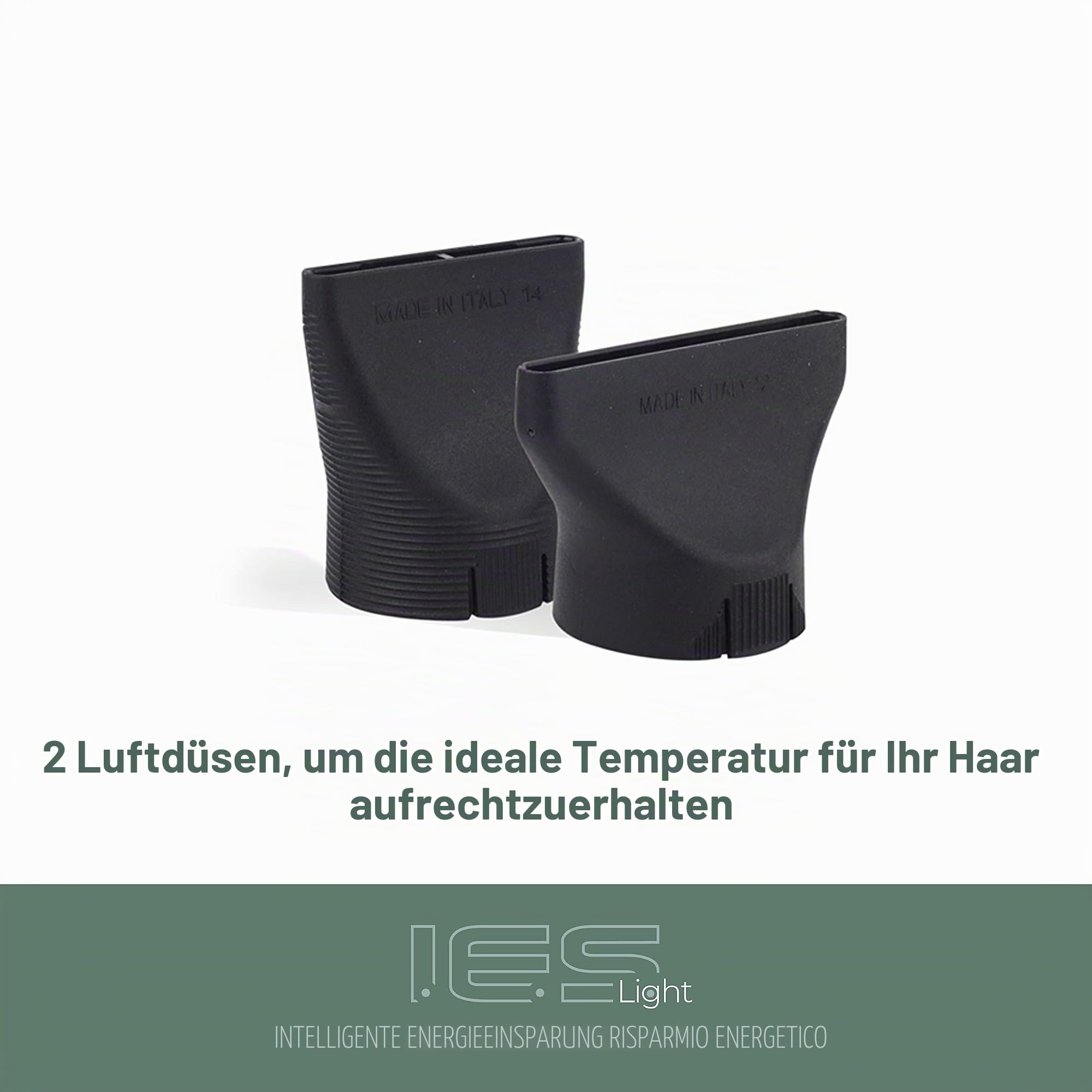 GAMMAPIU' Professioneller Haartrockner von I.E.S, energiesparend, intelligent, schnell trocknend mit ETC-Technologie, leicht, geräuschlos, 3 Geschwindigkeiten, konstante Temperatur (MOOSGRÜN)