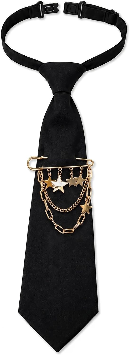 Black Tie for Women Y2K Punk Gothic Tie for School Uniform