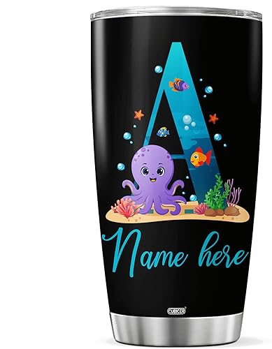 Vista 52 de CUBICER Vaso de café personalizado con inicial de unicornio de acero inoxidable con nombre personalizado, taza de bebida con letras de animales