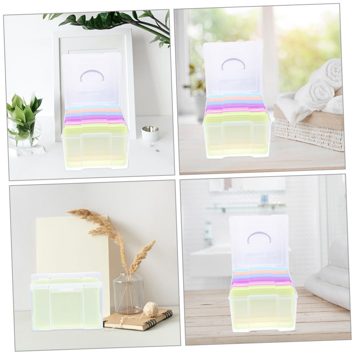 CONGARTENO Photo Storage Containers Box 4x6 Photo Case Lids Plastic for Desktop Craft and Office Organizati