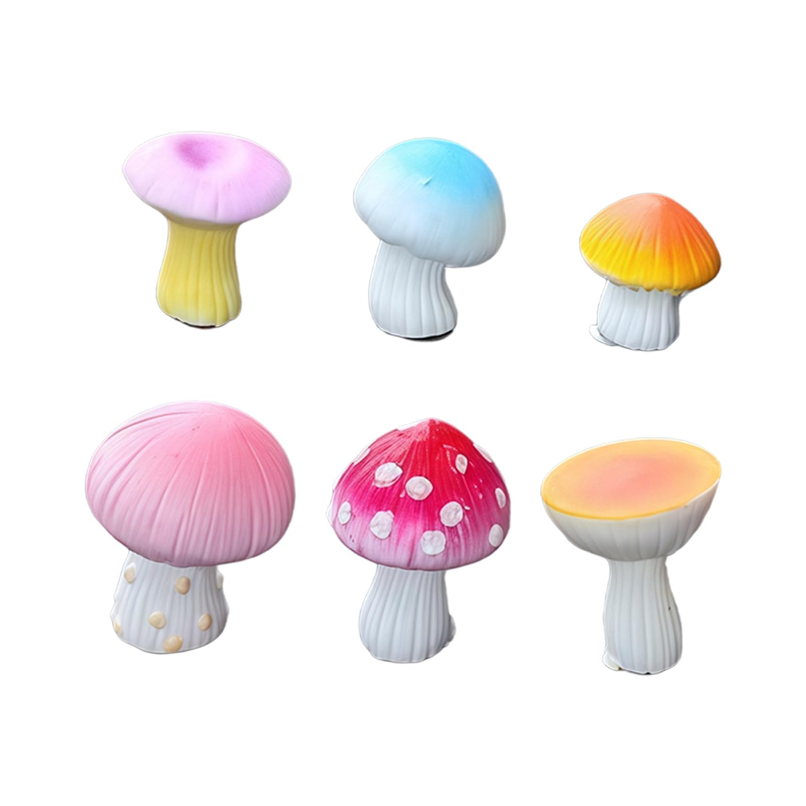 Zbiianxer B 6Pcs Miniature Mushroom Resin Figurines Car Dashboard Decor Home Shelf Display Photography Props Tiny Mushroom Model