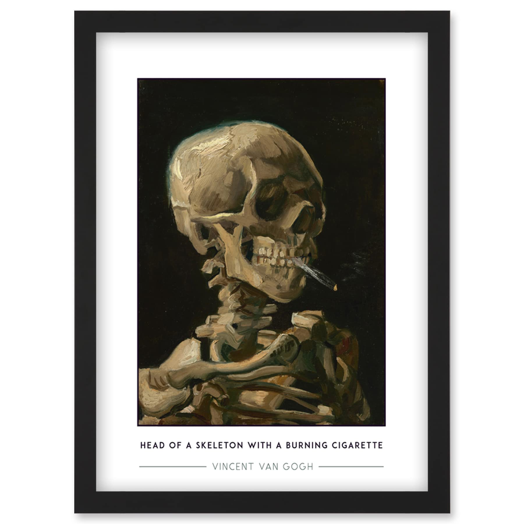 Wee Blue Coo Vincent Van Gogh Head Of A Skeleton With A Burning Cigarette Painting Artwork Framed Wall Art Print A4