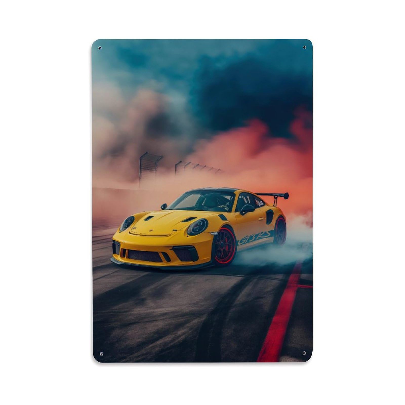 Supercar for 911 GT3 RS Drifting Sport Car Metal Tin Sign Plaque Wall Decor for Cafe, Club, Garden Metal Poster 8x12Inch