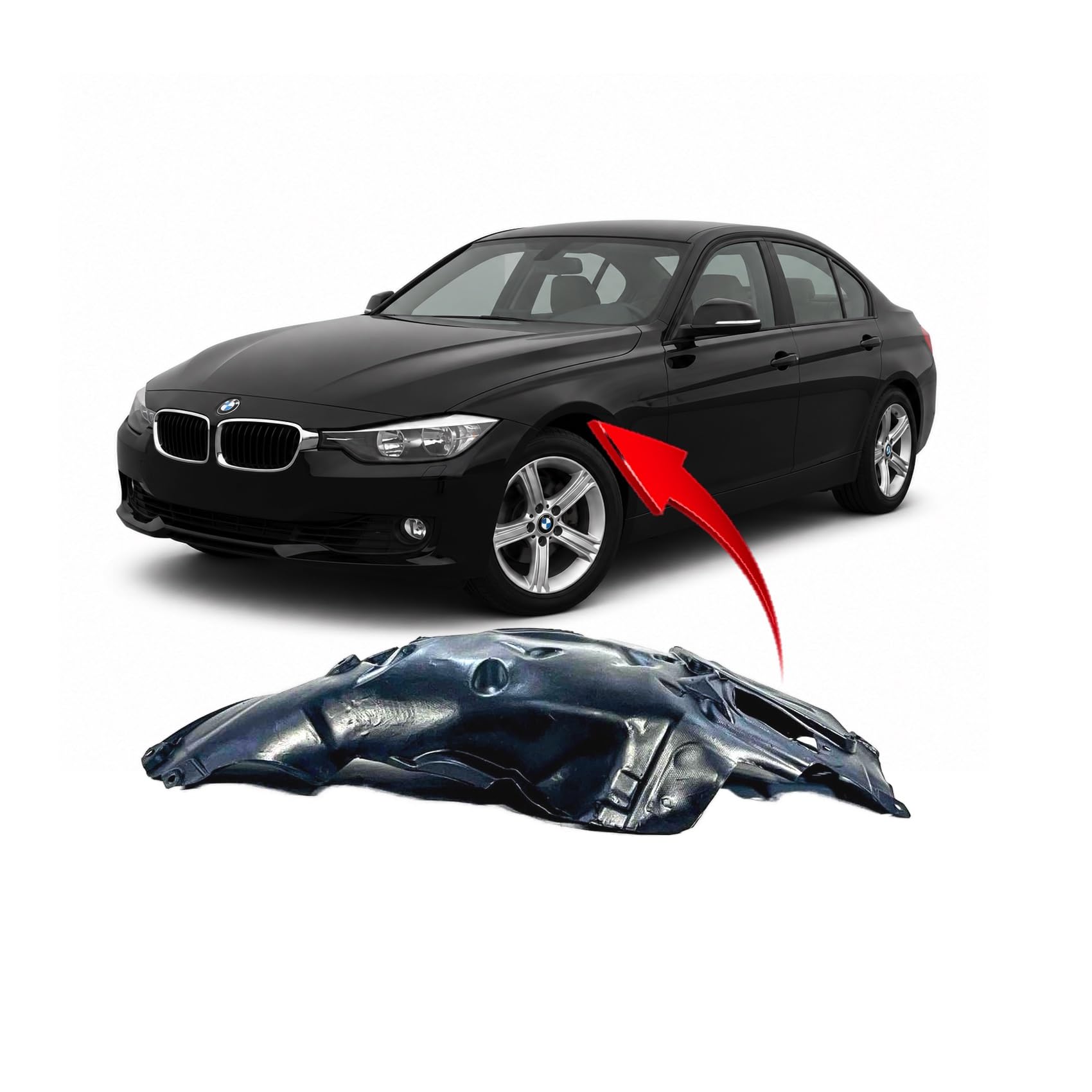 FitParts Compatible with BMW 3 Series 2012–2019 Front Left Fender Liner