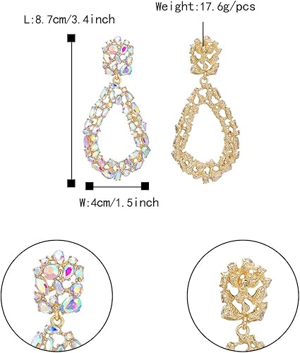 Miniatura 5 de Flyonce Pendientes colgantes de aro abierto de cristal para mujer