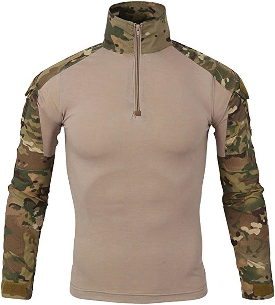 LiliChan Tactical Shirts for Men Long Sleeve Military Shirt Outdoor Shirt Tactical Combat Shirt with Zipper