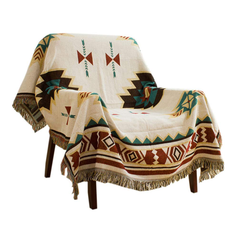 HOORDRY Sofaüberwurf für 1-Sitzer, Boho Doppelseitig Sofadecke mit Fransen, Verschleißfeste Dekorativ Sesselüberwurf 130×180CM, Kann als Sofa Cover, Sofa Überzug, Sofaschoner