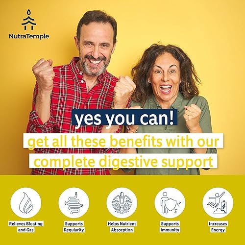 Miniatura 4 de Probióticos y enzimas digestivas preposteriores 4 en 1 para mujeres y hombres  Salud digestiva, intestinal e inmunológico apoyo para estreñimiento