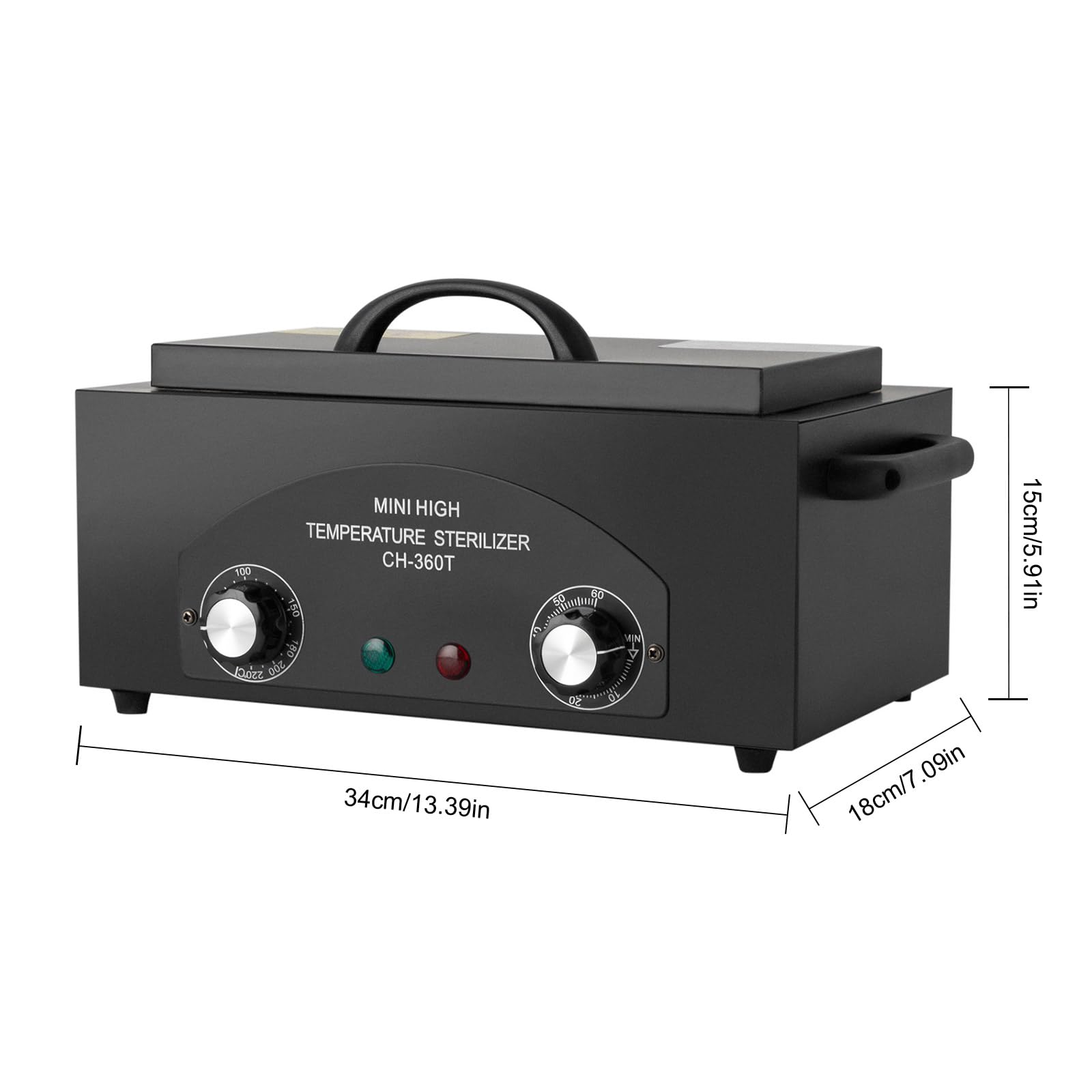 Stérilisateur à air chaud, 300W 1.5L Stérilisateur, 50-220°C Désinfection par Stérilisateur à Air Chaud avec Minuterie et Voyant Lumineux pour Salon Coiffure (noir)