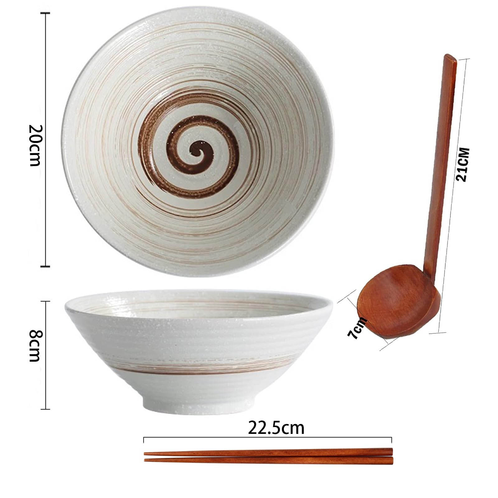 YASHIIN Ramenschüssel-Set Mit Holzlöffel Und Essstäbchen