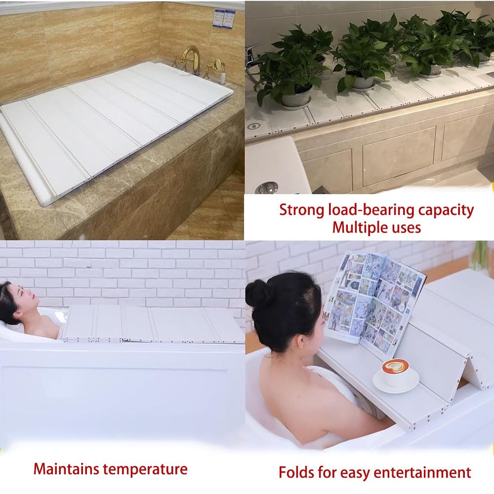 Bandeja organizadora de bambú para bañera con cubierta a prueba de polvo, impermeable, expandible, incluye soporte para copas de vino, soporte para libros, jabonera, ranura para teléfono, se adapta a