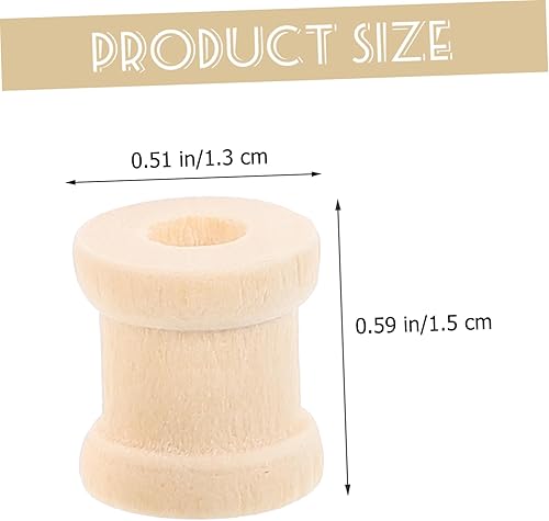 Miniatura 6 de EXCEART Carretes de madera, 100 piezas de artesanía de madera, mini accesorios, soporte de hilo, máquina de coser, bobina de bobina de madera,