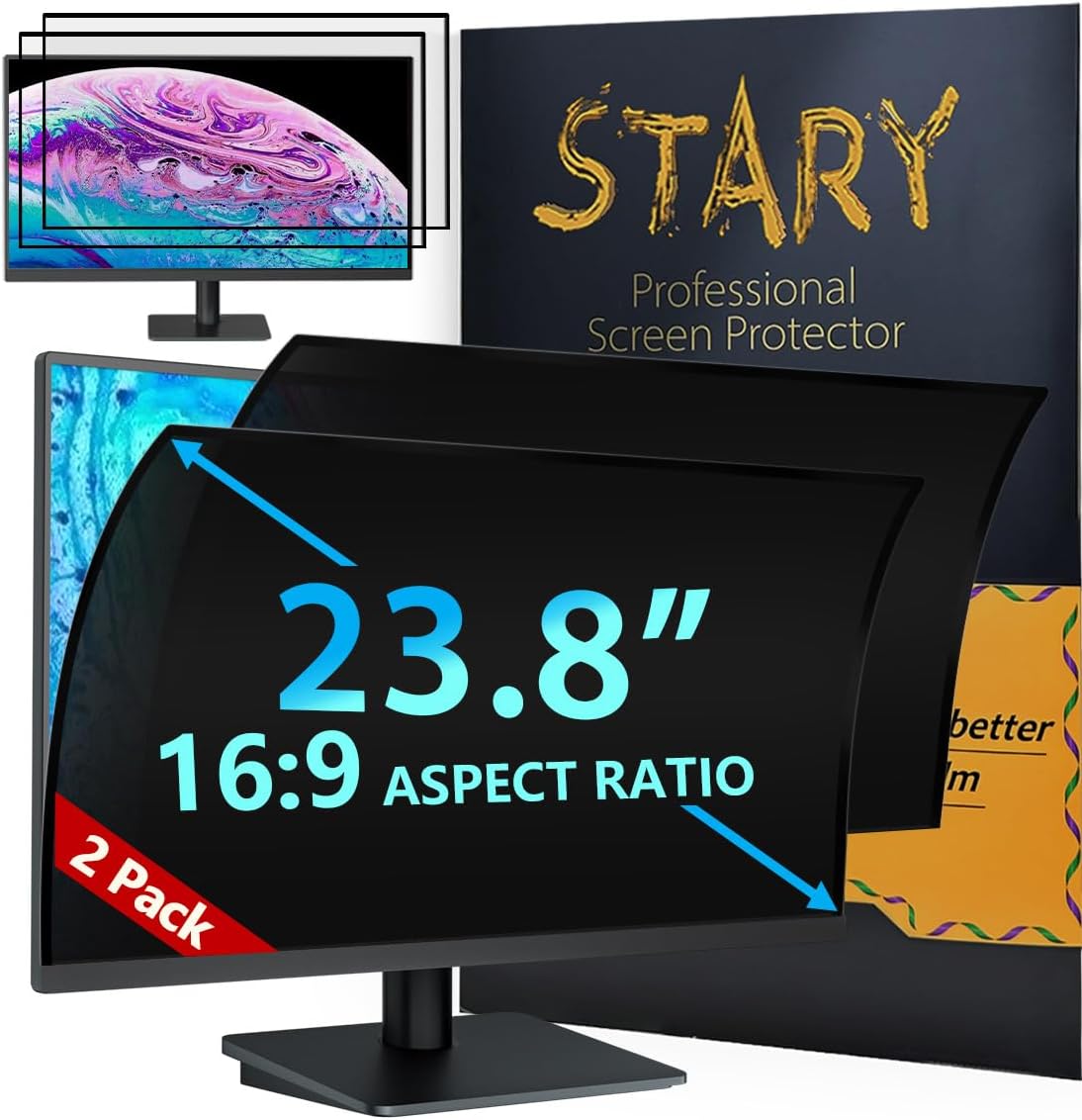 2Pack2023 Upgrade23.8 Inch 16:9 Computer Privacy Screen Filter for Monitor - Privacy Shield and Anti-Glare-Blue Light Protector 23.8 Inch 16:9 Upgrade